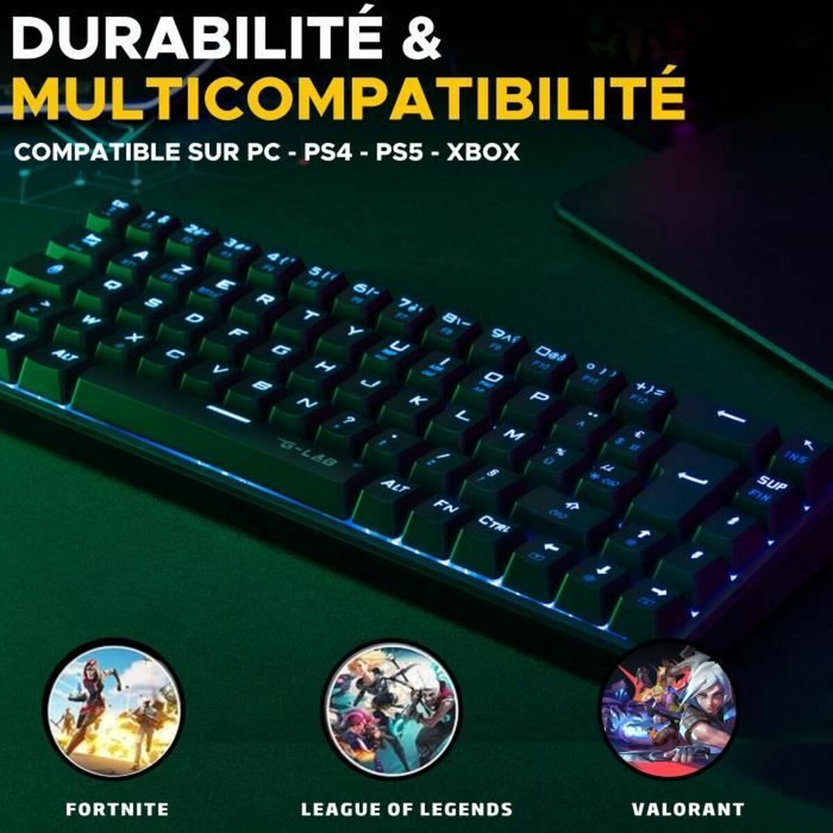 Billentyűzet The G-Lab KEYZ TITAN Fehér